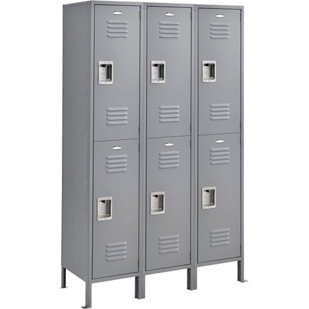 GLOBAL INDUSTRIAL 2-Tier 6 Door Locker, 15Wx18Dx36H, Gray, Unassembled 493660GY